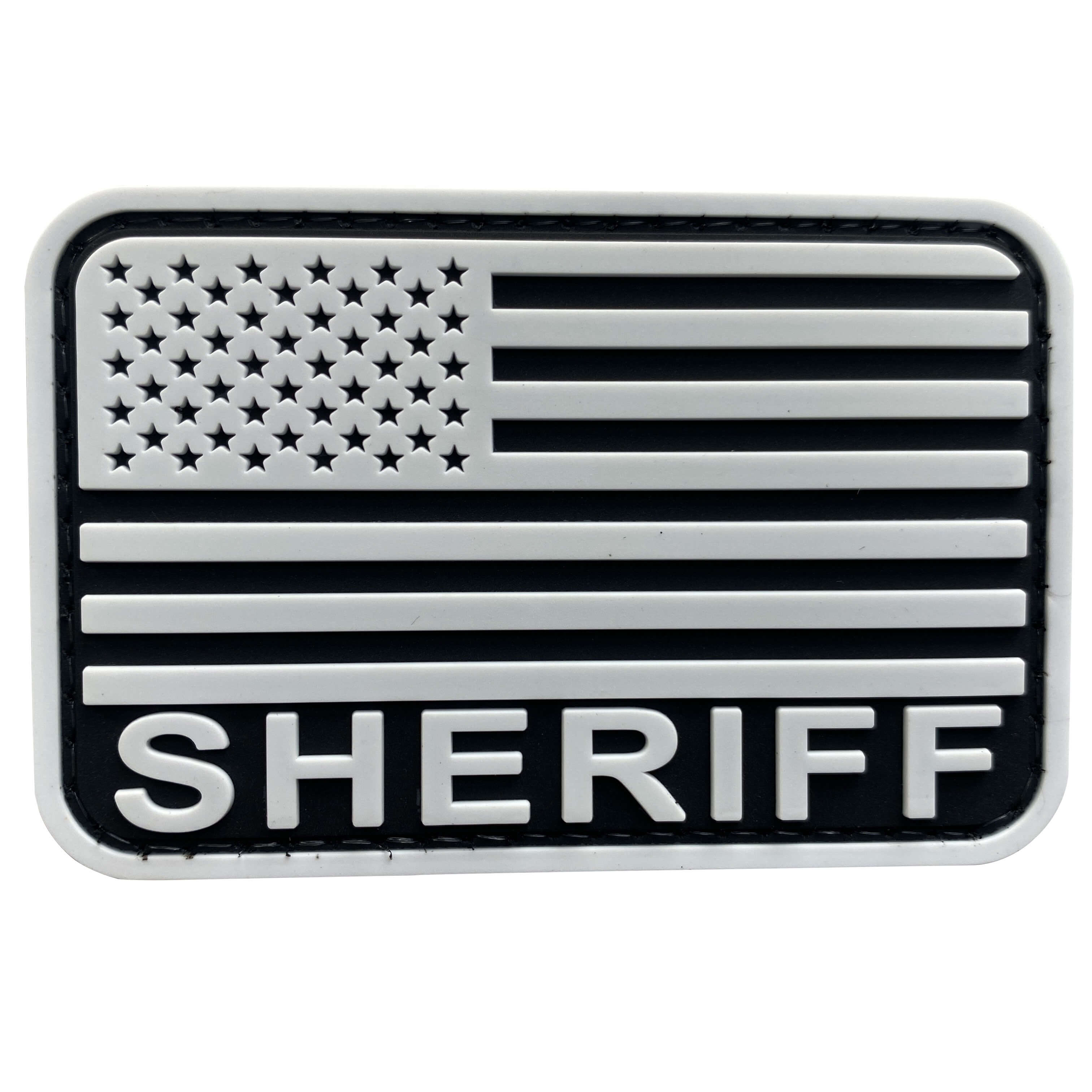 Sheriff, Back Patch, Printed, Hook w/Loop, Tactical Style, White/Midnight, 11x5-1/2