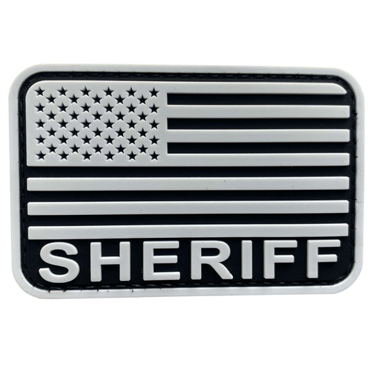 uuKen 3x2 inches Small PVC Rubber Police Deputy Sheriff American Flag Patch with Hook Fastener Back 2x3 inch for Tactical Hats Caps Bags Vest Uniform Arm Shoulder Clothing