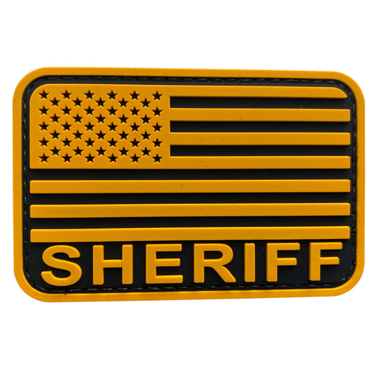 uuKen 3x2 inches Small PVC Rubber Police Deputy Sheriff American Flag Patch with Hook Fastener Back 2x3 inch for Tactical Hats Caps Bags Vest Uniform Arm Shoulder Clothing