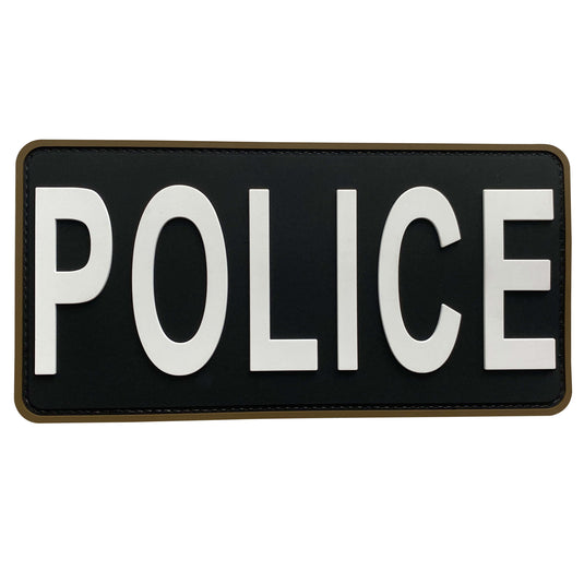 uuKen 8x4 inches Large PVC Rubber Police Officer Patch 4x8 inc Hook Back for Military Tactical Vest Combat Plate Carrier Body Armor Law Enforcement