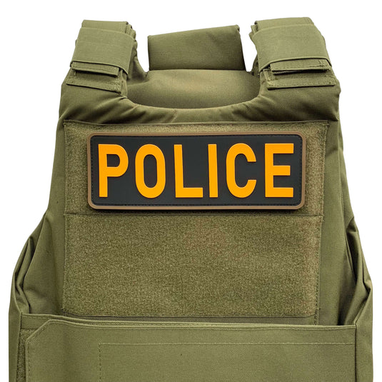uuKen 8.5x3 inches Large PVC Police Patch 3x8.5 inch Hook Fastener Back for Military Tactical Vest Combat Plate Carrier Law Enforcement Security