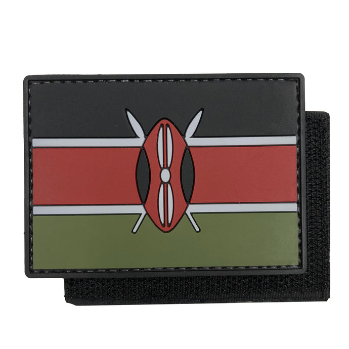 Kenya Flag PVC PatchMilitary Tactical Morale Patches PVC Patch with Hook Fastener Back for Tactical Cap Hats Tactical Vest Molle Bag Backpacks Plate Carrier