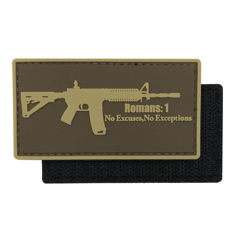 Load image into Gallery viewer, Romans 1: No Excuses,No Exceptions  Military Tactical Morale Patches PVC Patch with Hook Fastener Back for Tactical Cap Hats Tactical Vest Molle Bag Backpacks Plate Carrier
