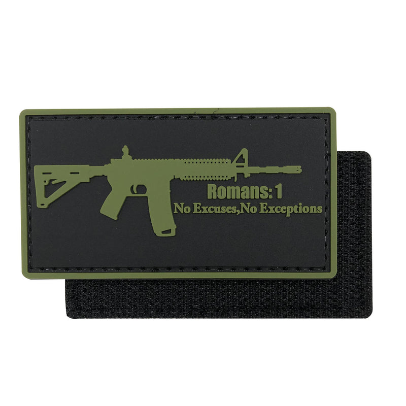 Load image into Gallery viewer, Romans 1: No Excuses,No Exceptions  Military Tactical Morale Patches PVC Patch with Hook Fastener Back for Tactical Cap Hats Tactical Vest Molle Bag Backpacks Plate Carrier
