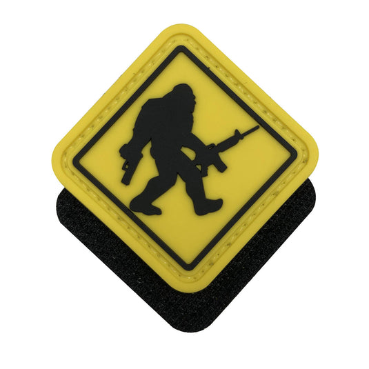 Bigfoot with Shotgun and Rifle Military Tactical Morale Patches PVC Patch with Hook Fastener Back for Tactical Cap Hats Tactical Vest Molle Bag Backpacks Plate Carrier