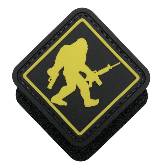 Bigfoot with Shotgun and Rifle Military Tactical Morale Patches PVC Patch with Hook Fastener Back for Tactical Cap Hats Tactical Vest Molle Bag Backpacks Plate Carrier