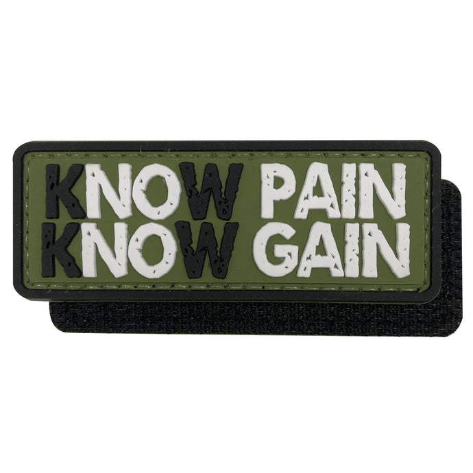 Know Pain,Know Gain Military Tactical Morale Patches PVC Patch with Hook Fastener Back for Tactical Cap Hats Tactical Vest Molle Bag Backpacks Plate Carrier