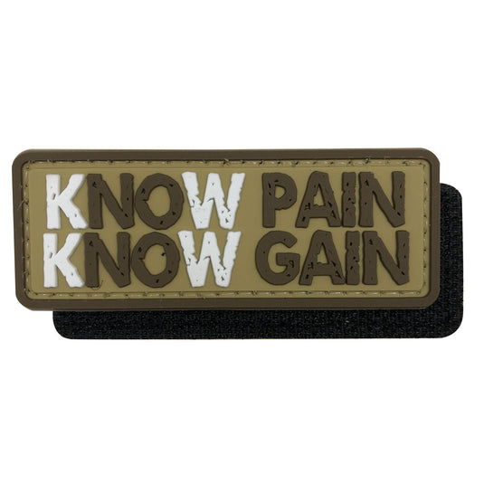 Know Pain,Know Gain Military Tactical Morale Patches PVC Patch with Hook Fastener Back for Tactical Cap Hats Tactical Vest Molle Bag Backpacks Plate Carrier