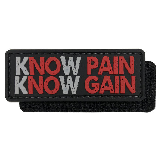 Know Pain,Know Gain Military Tactical Morale Patches PVC Patch with Hook Fastener Back for Tactical Cap Hats Tactical Vest Molle Bag Backpacks Plate Carrier