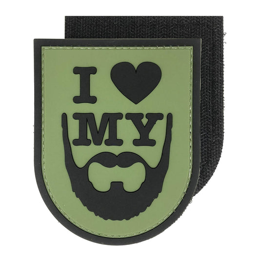 I Love Beard Military Tactical Morale Patches PVC Patch with Hook Fastener Back for Tactical Cap Hats Tactical Vest Molle Bag Backpacks Plate Carrier