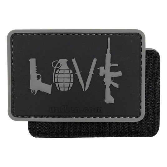 LOVE-Pistol Grenade Knife Rifle Military Tactical Morale Patches PVC Patch with Hook Fastener Back for Tactical Cap Hats Tactical Vest Molle Bag Backpacks Plate Carrier