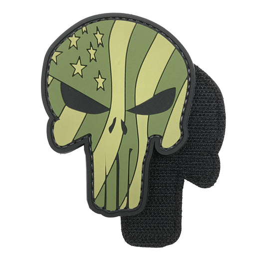 Punisher Waving US Flag  Military Tactical Morale Patches PVC Patch with Hook Fastener Back for Tactical Cap Hats Tactical Vest Molle Bag Backpacks Plate Carrier