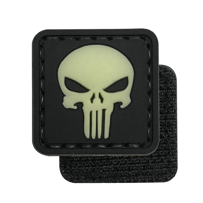 Small Punisher PVC Patch New Front Glow Military Tactical Morale Patches PVC Patch with Hook Fastener Back for Tactical Cap Hats Tactical Vest Molle Bag Backpacks Plate Carrier