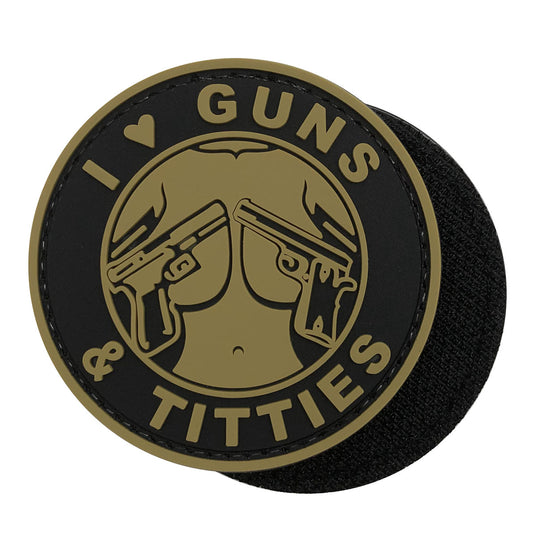 I Love Guns and Titties Military Tactical Morale Patches PVC Patch with Hook Fastener Back for Tactical Cap Hats Tactical Vest Molle Bag Backpacks Plate Carrier