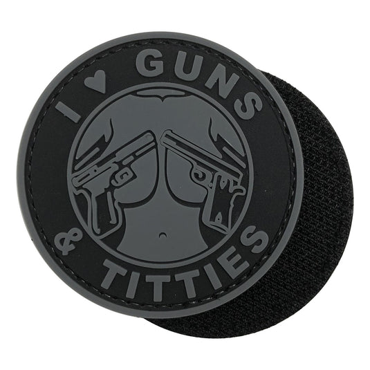 I Love Guns and Titties Military Tactical Morale Patches PVC Patch with Hook Fastener Back for Tactical Cap Hats Tactical Vest Molle Bag Backpacks Plate Carrier