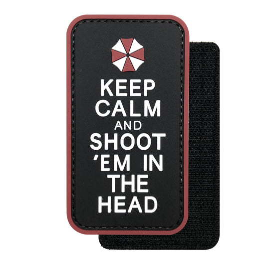 Keep Calm and Shoot 'Em in the Head Military Tactical Morale Patches PVC Patch with Hook Fastener Back for Tactical Cap Hats Tactical Vest Molle Bag Backpacks Plate Carrier