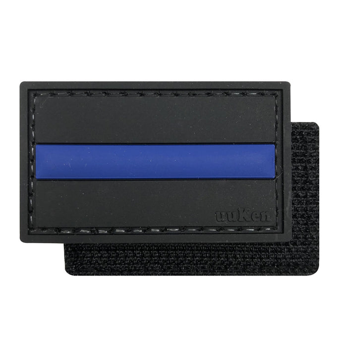 Small Thin Blue Line Military Tactical Morale Patches PVC Patch with Hook Fastener Back for Tactical Cap Hats Tactical Vest Molle Bag Backpacks Plate Carrier