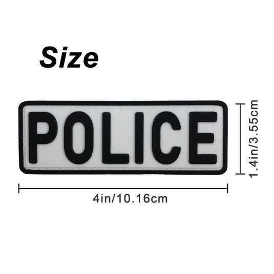 uuKen 4x1.4 inches Small PVC Rubber Police Patch Hook Fastener Back for Tactical Vest and Molle Backpacks