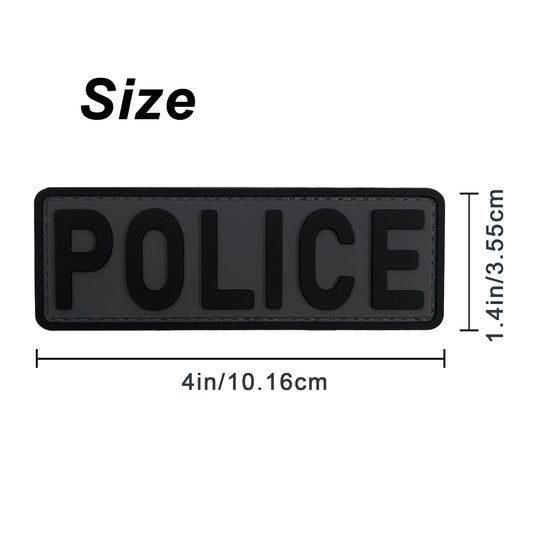 uuKen 4x1.4 inches Small PVC Rubber Police Patch Hook Fastener Back for Tactical Vest and Molle Backpacks