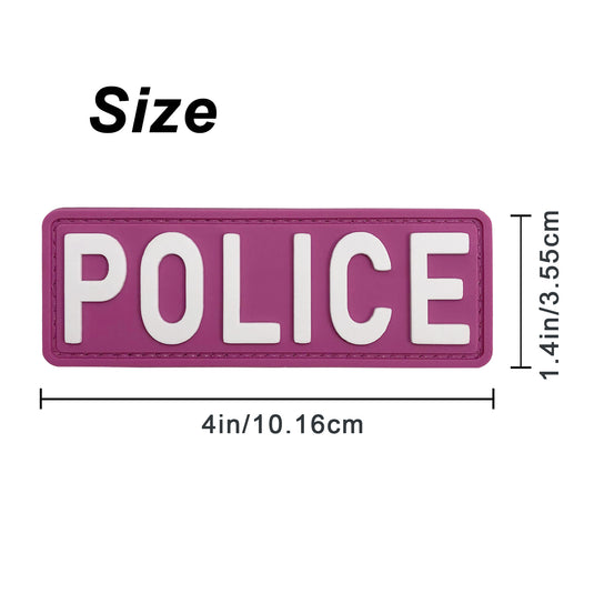 uuKen 4x1.4 inches Small PVC Rubber Police Patch Hook Fastener Back for Tactical Vest and Molle Backpacks