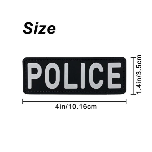 uuKen 4x1.4 inches Small PVC Rubber Police Patch Hook Fastener Back for Tactical Vest and Molle Backpacks