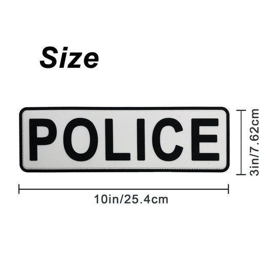 uuKen 10x3 inches Large PVC Police Patch 3x10 inch Fastener Back for Plate Carrier Tactical Vest Combat Plate Carrier Law Enforcement Security