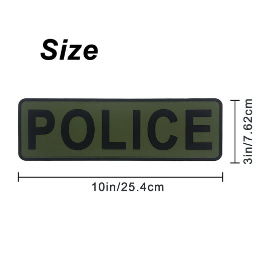 uuKen 10x3 inches Large PVC Police Patch 3x10 inch Fastener Back for Plate Carrier Tactical Vest Combat Plate Carrier Law Enforcement Security