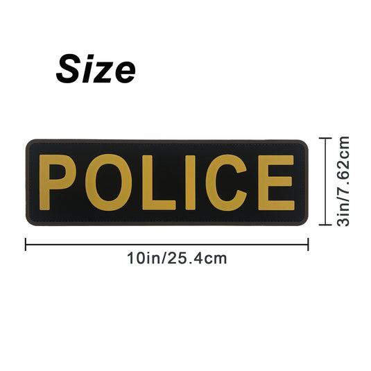 uuKen 10x3 inches Large PVC Police Patch 3x10 inch Fastener Back for Plate Carrier Tactical Vest Combat Plate Carrier Law Enforcement Security