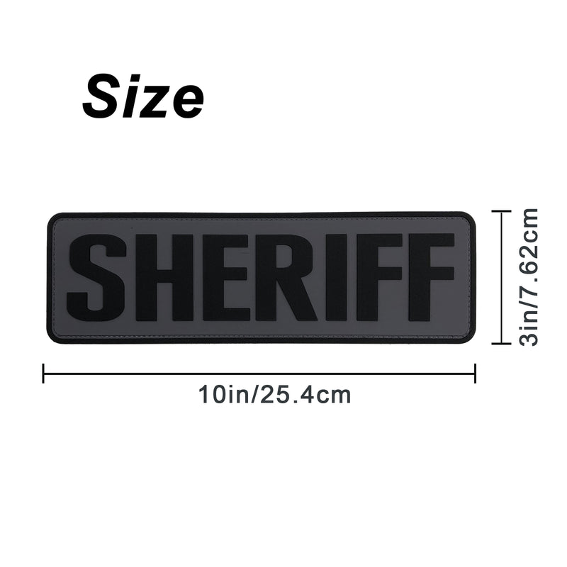 Load image into Gallery viewer, uuKen 10x3 inches Large PVC Rubber Sheriff Morale Patches Hook Fastener Back 3x10 inch for Tactical Vests and Clothing
