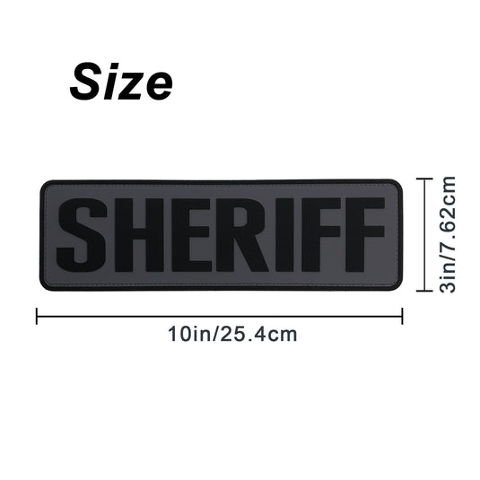 uuKen 10x3 inches Large PVC Rubber Sheriff Morale Patches Hook Fastener Back 3x10 inch for Tactical Vests and Clothing