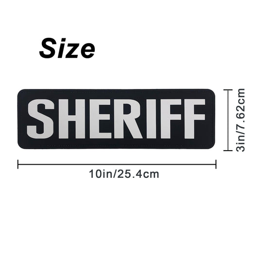 uuKen 10x3 inches Large PVC Rubber Sheriff Morale Patches Hook Fastener Back 3x10 inch for Tactical Vests and Clothing