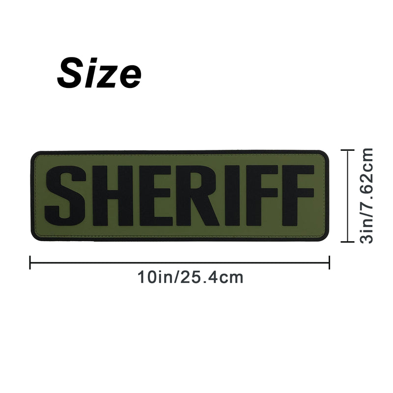 Load image into Gallery viewer, uuKen 10x3 inches Large PVC Rubber Sheriff Morale Patches Hook Fastener Back 3x10 inch for Tactical Vests and Clothing
