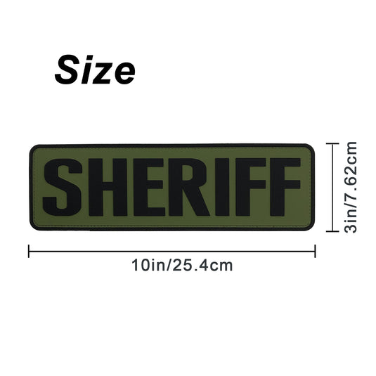 uuKen 10x3 inches Large PVC Rubber Sheriff Morale Patches Hook Fastener Back 3x10 inch for Tactical Vests and Clothing