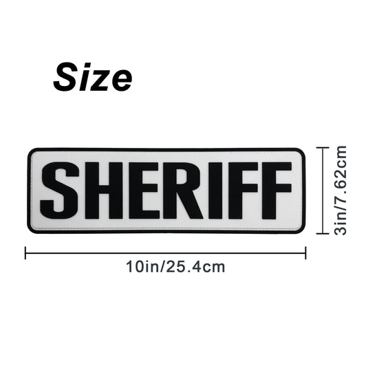 uuKen 10x3 inches Large PVC Rubber Sheriff Morale Patches Hook Fastener Back 3x10 inch for Tactical Vests and Clothing