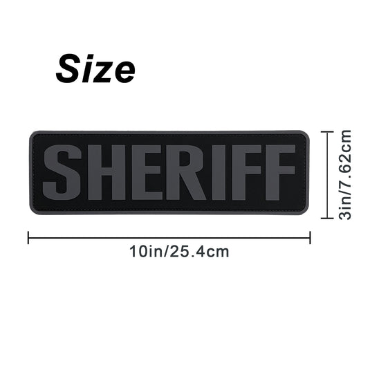 uuKen 10x3 inches Large PVC Rubber Sheriff Morale Patches Hook Fastener Back 3x10 inch for Tactical Vests and Clothing