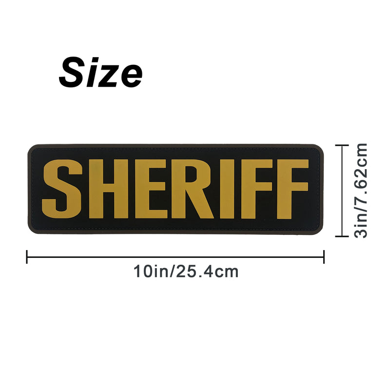 Load image into Gallery viewer, uuKen 10x3 inches Large PVC Rubber Sheriff Morale Patches Hook Fastener Back 3x10 inch for Tactical Vests and Clothing
