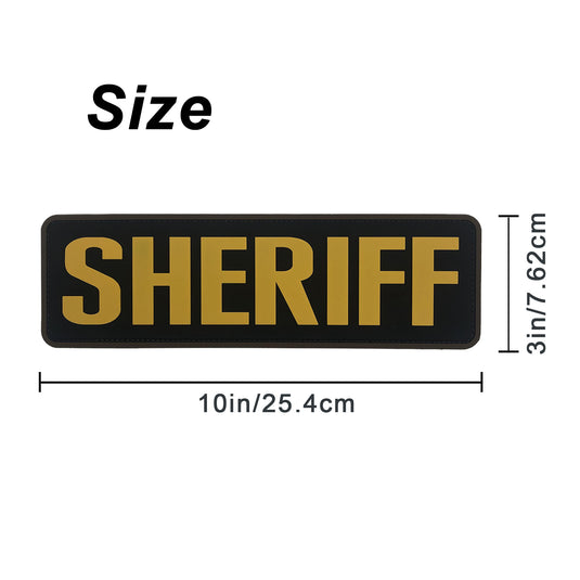 uuKen 10x3 inches Large PVC Rubber Sheriff Morale Patches Hook Fastener Back 3x10 inch for Tactical Vests and Clothing