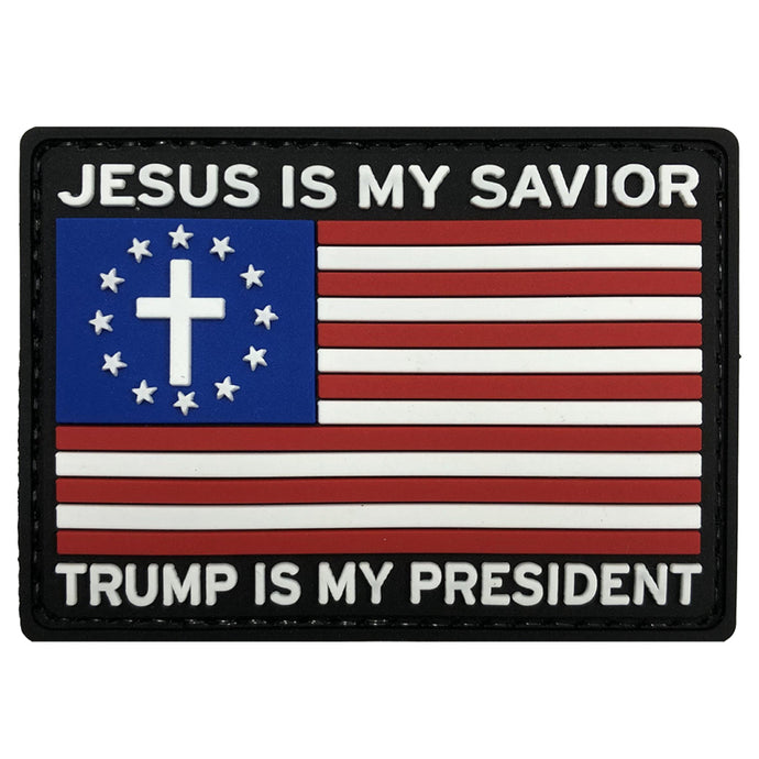 Jesus is My Savior Trump is My President Make America Great Again Patch Trump MAGA USA Flag Hat Morale Patch