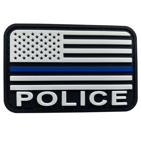 Thin Blue Line American Flag Patch, Velcro, 2 x 3 Inches