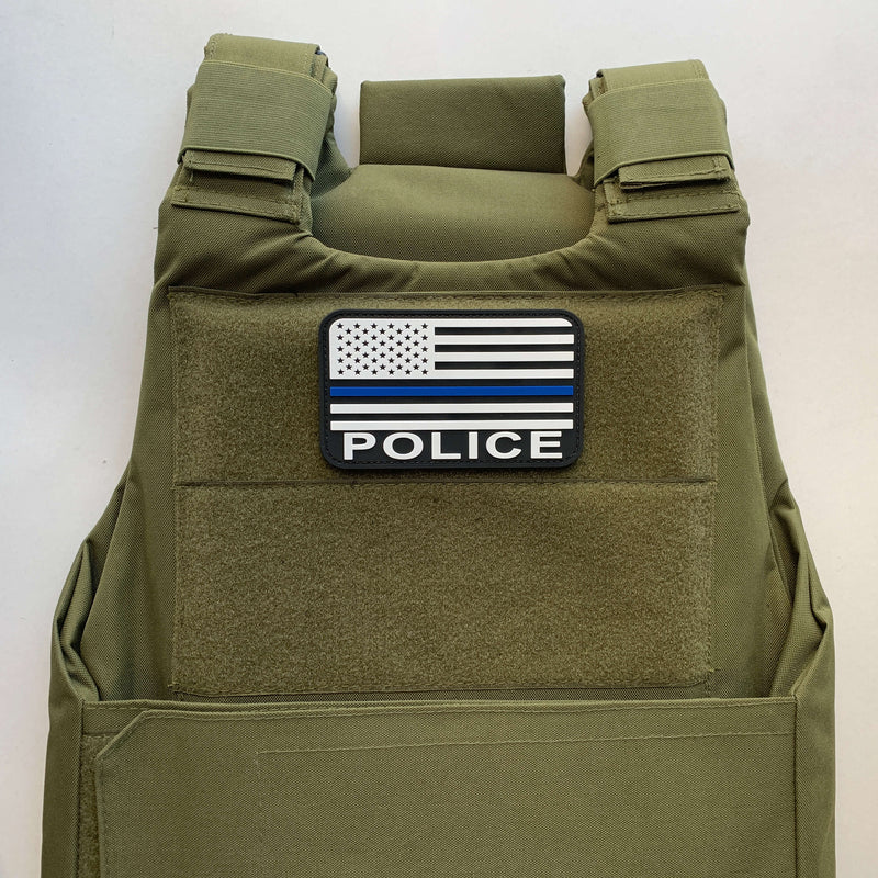 Load image into Gallery viewer, uuKen Thin Blue Stripe Police USA American Flag Patch Hook Back for Tactical Vest Bags Plate Carrier Uniforms Shoulders Backpacks Jackets
