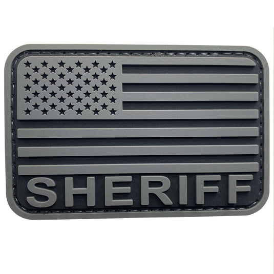 uuKen 3x2 inches Small PVC Rubber Police Deputy Sheriff American Flag Patch with Hook Fastener Back 2x3 inch for Tactical Hats Caps Bags Vest Uniform Arm Shoulder Clothing