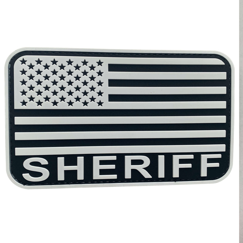 Load image into Gallery viewer, uuKen 5x3 inches Big PVC Rubber Police Deputy Sheriff American Flag Patch with Hook Fastener Back 3x5 inch for Tactical Vest Uniform Jackets Clothing
