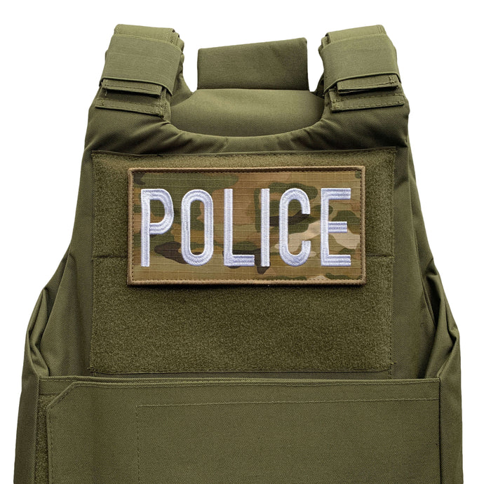 uuKen 8x4 inches Large Embroidery Cloth Fabric Police Vest Patch 4x8 inch for Military Police Security Tactical Vest Jacket Plate Carrier Back Panel