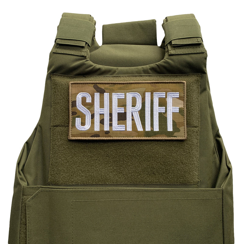 Load image into Gallery viewer, uuKen 8x4 inches Large Embroidered County Deputy Sheriff Dept Patch Embroidery Cloth Fabric 4x8 inch Hook Back for Sheriff Officer Department Tactical Vest Jacket Uniform Clothing Plate Carrier Back Panel
