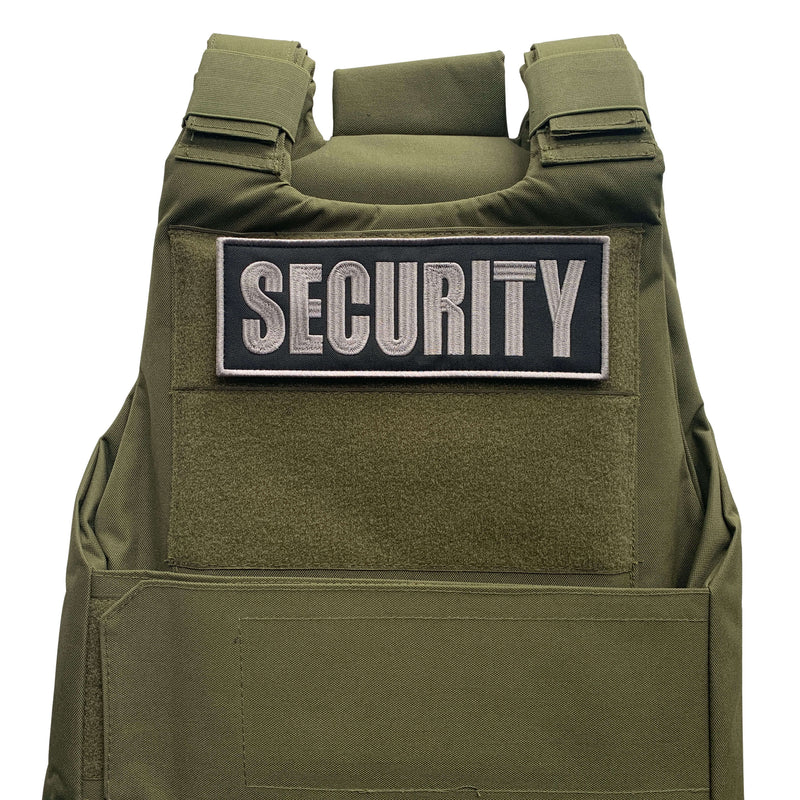 Armed Security Officer Quality Grey Patches - Quality Grey Embroidery Patch  4x10 & 2x5 Hook - Armed Security Officer - Vest Patch for Plate