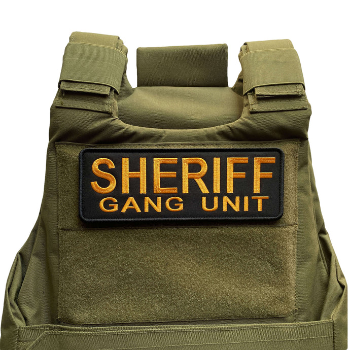 uuKen Large 8.5x3 inches Embroidery Sheriff Gang Unit Morale Patch for Tactical Vest Plate Carrier Law Enforcement Vest Back Panel