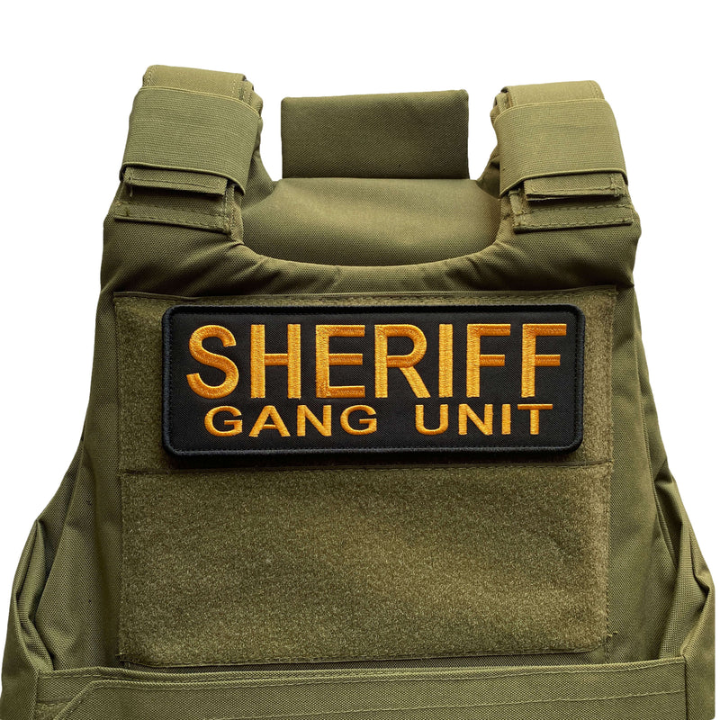 Load image into Gallery viewer, uuKen Large 8.5x3 inches Embroidery Sheriff Gang Unit Morale Patch for Tactical Vest Plate Carrier Law Enforcement Vest Back Panel
