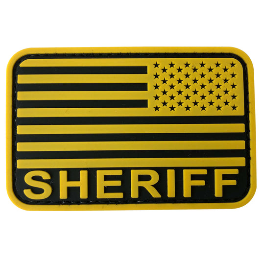 uuKen 3x2 inches Small PVC Rubber Police Deputy Sheriff American Flag Patch with Hook Fastener Back 2x3 inch for Tactical Hats Caps Bags Vest Uniform Arm Shoulder Clothing